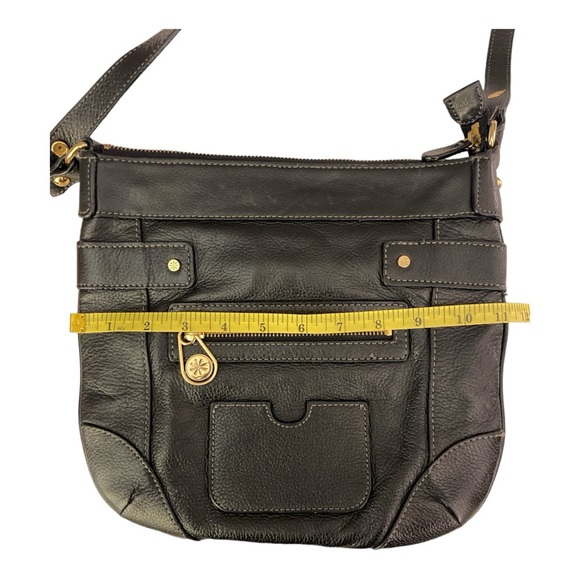 Isaac Mizrahi Unisex Cross-Body Bag Leather Black - Picture 5 of 7